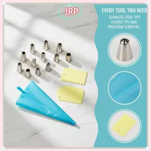 JRP 40 Chiếc Bánh Ngọt Trang Trí Bánh Bộ Dụng Cụ Ống Thép Không Gỉ Đầu Túi TPU Cho Gia Đình DIY Nướng Bếp JRP