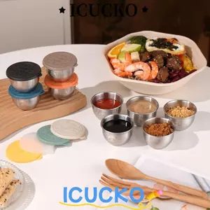 Cốc đựng nước sốt ICUCKO, Hộp đựng đồ bằng thép không gỉ 304 50ML, Chống rò rỉ có thể tái sử dụng Dễ dàng làm sạch Đĩa nhúng Bảo quản thực phẩm