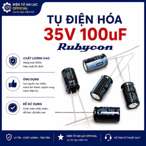 5 Cái Tụ hóa 100uF 35V màu đen hãng RUBYCON YXA 6x11mm