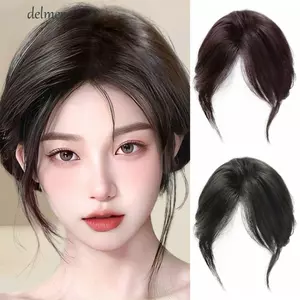 DELMER 3D Giữa Phần Nổ, Phần Mở Rộng Tóc Bên Viền Tóc Top Nổ, Tự Nhiên Full Cover Với Toupee Tổng Hợp Giả Nổ Nữ