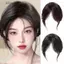 DELMER 3D Giữa Phần Nổ, Phần Mở Rộng Tóc Bên Viền Tóc Top Nổ, Tự Nhiên Full Cover Với Toupee Tổng Hợp Giả Nổ Nữ