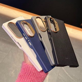 Ốp Da Từ Tính Hai Chân Sang Trọng Cho Galaxy Z Fold 7 Z Fold 6 Z Fold 5 Vỏ Bảo Vệ Da Cao Cấp Với Ống Kính Vàng Bảo Vệ Z Fold 8