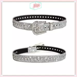 JRP Y2K Kim Cương Giả Bule Thắt Lưng Nam Nữ Punk Ngôi Sao Lỗ Dây Đeo Eo Gothic Thời Trang Cá Tính Thắt Lưng Cho Bò Cô Gái Váy Thắt Lưng JRP