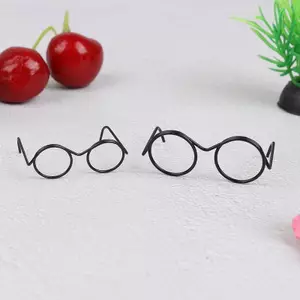 MỚI 10 Chiếc Thời Trang Khung Tròn Không Ống Kính Retro Mát Búp Bê Kính Cho Búp Bê 30cm SKY