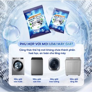 Bột tẩy lồng máy giặt TopGia vệ sinh khử mùi, làm sạch cặn bẩn, phù hợp mọi loại máy giặt, gói 125g