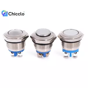 Công tắc nút nhấn kim loại 16mm KHÔNG Đặt lại tạm thời Công tắc nút nhấn tự đặt lại Đẹp