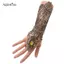AqToCna Gothic Steampunk Ren Cuff Găng Tay Không Ngón Tay Ấm Cánh Tay Vòng Tay Vàng AqToCna