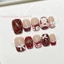 10 Chiếc Móng Tay Nhân Tạo Gấu Anh Đào Vẽ Tay Màu Đỏ Giả Móng Tay Acrylic Thoải Mái Nhẹ