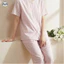 Phong cách Nhật Bản Muji Style / Bộ đồ ngủ cổ tròn Cotton nguyên chất sợi hai lớp dành cho nữ / Bộ đồ dài tay ngắn mỏng màu trơn dài / Bộ đồ quần ngắn tay có thể mặc bên ngoài mùa hè