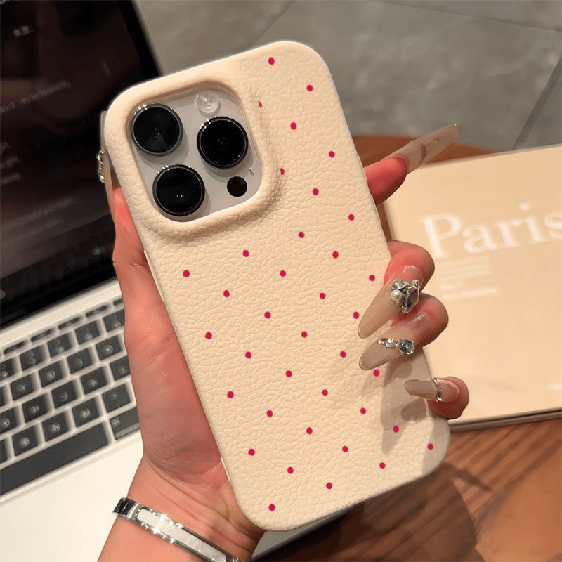 Ốp lưng iPhone chất lượng cao chống sốc họa tiết da mềm TPU chấm bi - iP X/XS/11/12/13/14/15/16/17/Plus/Pro/Max/Air