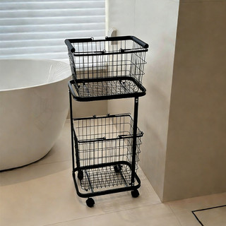 Giỏ Đựng Quần Áo Hai Lớp Giỏ Đựng Quần Áo Có Bánh Xe Kệ Tầng Đa Năng Giá Treo Đồ Nhà Tắm