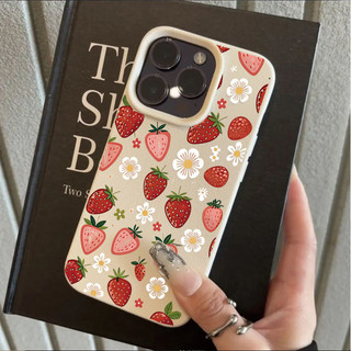Ốp Lưng Cho OPPO A6 A5 A3 Pro A6C A6X A3X A5X Reno 15 13 14 12 11 Pro 15F13F 12F 11F 5G Ốp Điện Thoại Di Động Hoa Văn Hoa Dâu Tây Da PU Dễ Thương Màu Kẹo Mờ