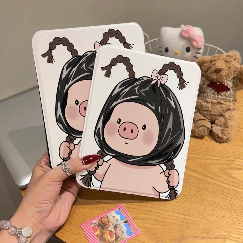 Gương gập mini in hình heo hai bím dễ thương bỏ túi tiện lợi