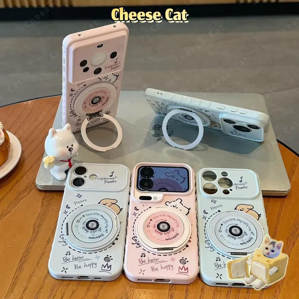 Giá đỡ điện thoại 360 độ có nhạc cún con Ốp điện thoại cho iPhone Ốp cho iPhone 14 13 12 11 15 Plus 16 17 Pro Max