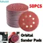 FUHUIOT 50 Giấy Cát, Miếng chà nhám quỹ đạo tròn 8 lỗ, Phụ kiện chà nhám 40-200 Grit Đĩa chà nhám chống tĩnh điện Tấm giao diện xốp cho chế biến gỗ