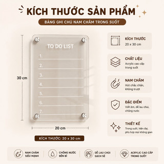 Bảng Acrylic Trong Suốt Ghi Chú Lập Kế Hoạch, Bảng Viết Decor Nhà Bếp, Gắn Tủ Lạnh Dễ Tẩy Xóa, Dùng Đa Năng Tiện Ích
