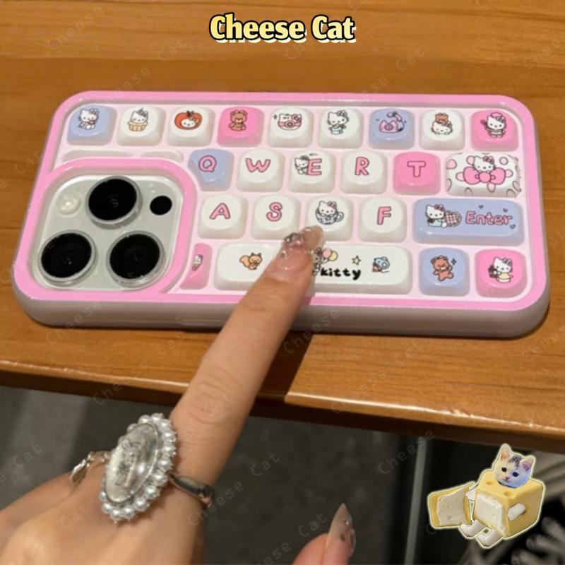 Ốp Lưng Điện Thoại Bàn Phím 3D Chữ Kitty Cho iPhone 16 15 14 13 12 11 17 Pro Max Giảm Căng Thẳng