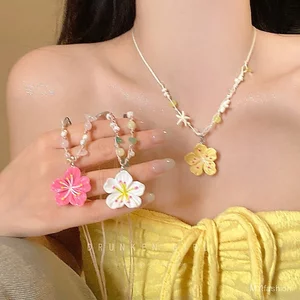 Vòng cổ đính cườm hoa đầy màu sắc Dopamine, không khí mùa hè Chuỗi xương đòn siêu cổ tích, Vòng cổ thiết kế thích hợp