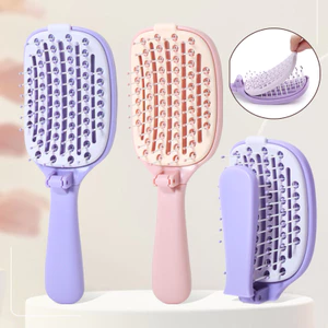 Bàn chải tóc sườn tự làm sạch mới Chống tĩnh điện Volumizing High Cranial Top Lược có thể gập lại Thiết kế rỗng ướt & khô Sử dụng kép Detangler