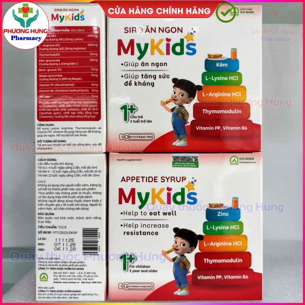 Siro Ăn Ngon Mykids Hỗ Trợ Tiêu Hóa, Giúp Bé Ăn Ngon, Tăng Cường Hấp Thu Dinh Dưỡng - Hộp 20 Ống