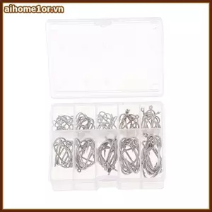 AIHOM 100 Cái / hộp Móc Câu Cá Thép Carbon Vòng Tròn Đơn Móc Câu Cá Phụ Kiện,