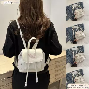 Ba lô đi học CPINCP, Ba lô nữ bằng da PU dây rút, Túi đeo vai cầm tay dung tích lớn thời trang dành cho nữ