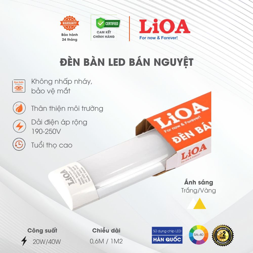 Đèn Tuýp LED Bán Nguyệt LiOA, mã BNLED - 20W 40W - Ánh Sáng Trắng/Vàng, Dài 60cm 120cm, Chip Led Hàn Quốc | BigBuy360 - bigbuy360.vn