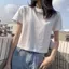 Áo thun ngắn tay Cotton phong cách Hồng Kông màu trắng Slim-Fit phong cách ngắn 2026 Thời trang mùa hè Áo thường ngày