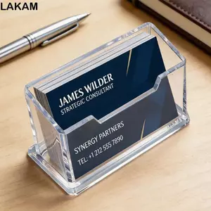 Hộp đựng danh thiếp LAKAM, Đế trưng bày danh thiếp Acrylic dày, Hộp đựng thẻ du lịch một lớp bền bỉ Đồ dùng văn phòng