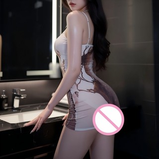 LUOXIAKE Gợi Cảm Plus Kích Thước Đồ Lót Cho Nữ Con Công In Bodycon Đầm Cami Chặt Vừa Ôm