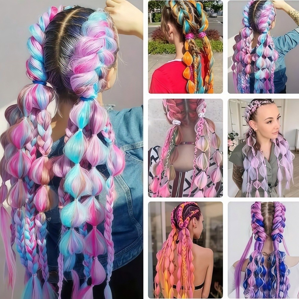 SENRTY Lantern Bubble Twist Braid, Tóc thắt nút đèn lồng dài nhiều màu sắc, Dreadlock tự nhiên Thắt dây buộc tóc chuyển màu quấn tóc sử dụng hàng ngày