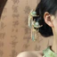 {Flower Knocking Jade Jing} Mới Phong Cách Trung Hoa Ngọc Trai Tua Rua Kẹp Tóc Bên Dân Tộc Cổ Nữ Lược Chải Tóc Chèn Lược Phụ Kiện Tóc