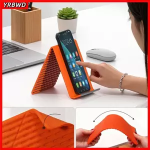 Giá đỡ điện thoại bằng nhôm YRBWD, Giá đỡ điện thoại silicon có thể gập lại di động có thể điều chỉnh, Đế để bàn linh hoạt chống trượt cho máy tính bảng điện thoại