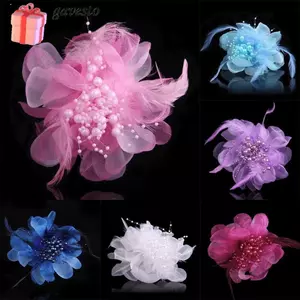 GAVESTO Nữ Corsage, Đính Hạt Lông Vũ Nghệ Thuật Lớn Trâm Cài Hoa, Màu Trơn Quần Áo Phụ Kiện Trang Sức