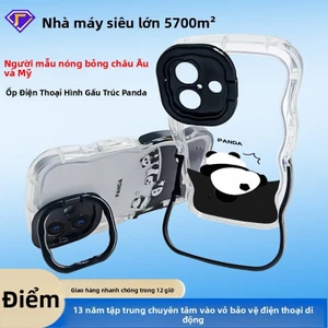 Ốp điện thoại di động có chân đế vô hình phù hợp cho ốp điện thoại di động iphone16 Apple 15 gấu trúc 14plus ốp lưng điện thoại di động khung đôi ốp lưng