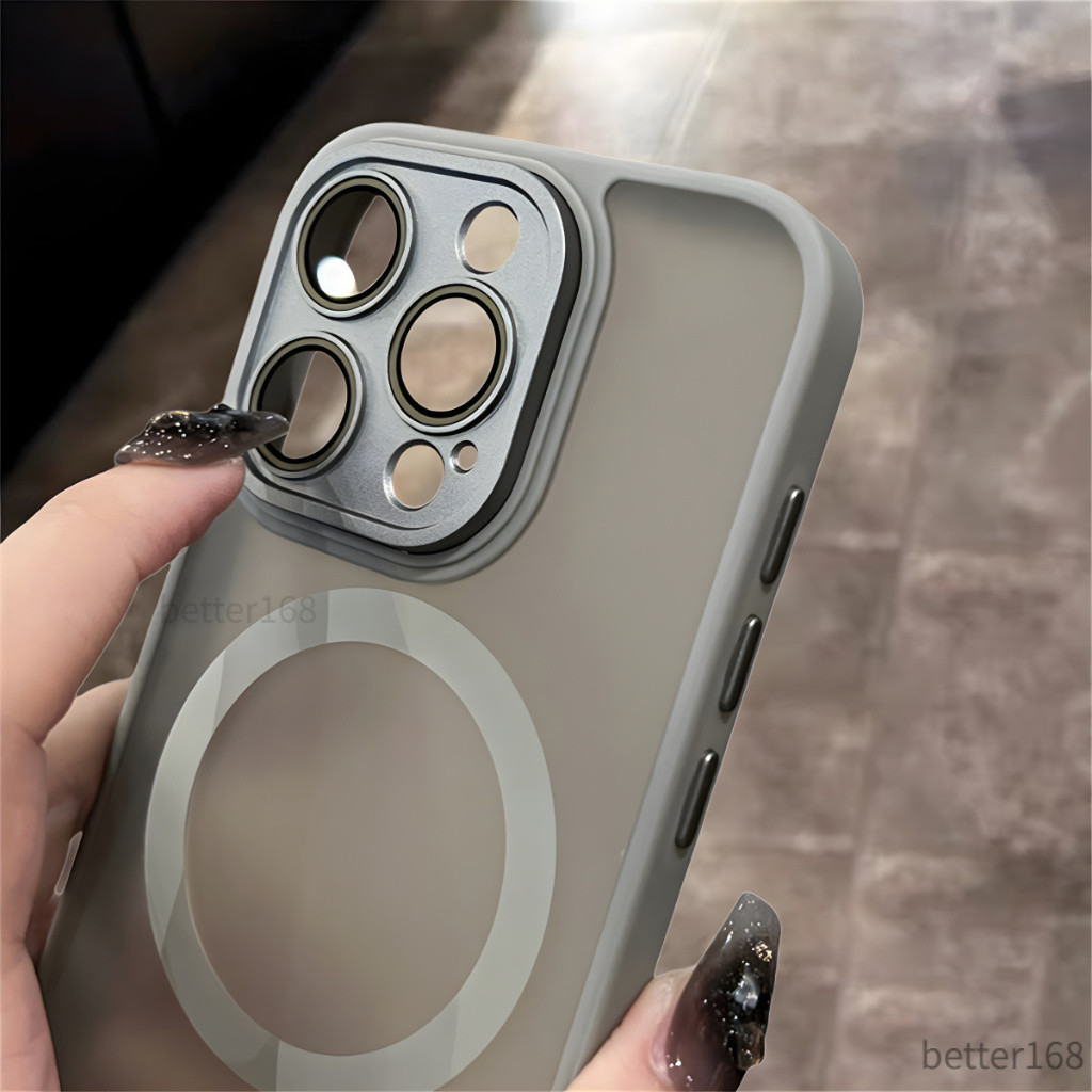 Vỏ Mới Sang Trọng Chống Sốc Chống Vân Tay Có Bảo Vệ Ống Kính Vỏ Điện Thoại Từ Tính Cho iPhone 17 16 15 14 13 12 Pro Max