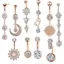 PNPIA- Pha Lê Zircon Bụng Nút Xỏ Hoa Trái Tim Mèo Phẫu Thuật Thép Bụng Nhẫn Nữ Bé Gái Rốn Dòn Ten Trang Sức