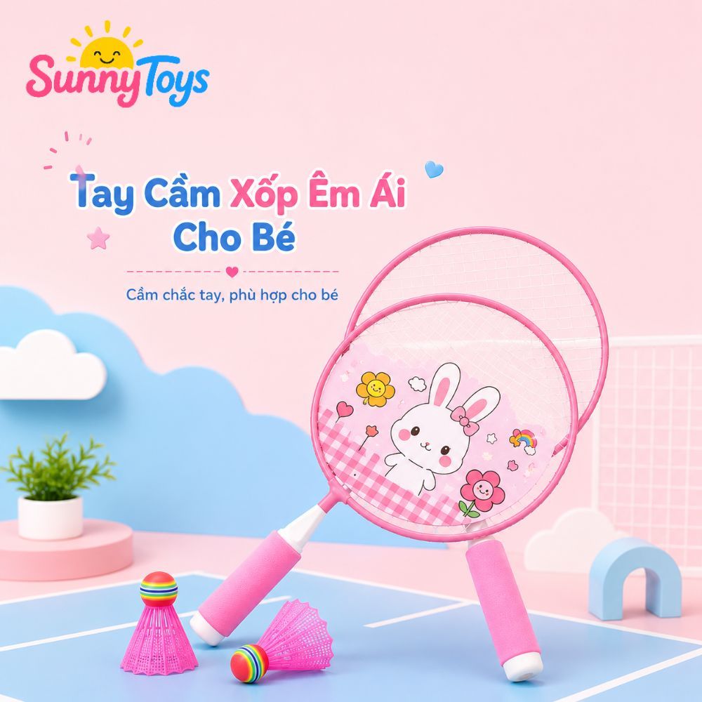 Bộ Cầu Lông Mini SunnyToys Cho Bé - Vợt Nhẹ Dễ Cầm, Chơi Trong Nhà Ngoài Trời