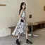 Váy đeo chéo hoa phong cách nhẹ nhàng kiểu Pháp Thiết kế mùa hè Váy dài khí chất nhỏ