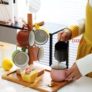 Cốc sữa gốm DARON, Cốc cà phê Bắc Âu 300 / 400ml, Đồ uống Cốc trà màu trơn cổ điển