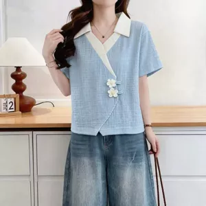 150kg Kích Thước Lớn Màu Sắc Tương Phản Áo Thun Tay Ngắn Mùa Hè 2026 Phong Cách Mới Rời Không Đều Thiết Kế Hàng Đầu Nữ