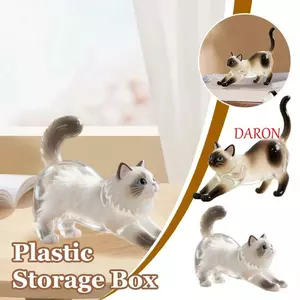Hộp lưu trữ tóc mèo DARON, Móc khóa Acrylic hình động vật trong suốt, Mặt dây chuyền treo mèo Xiêm dễ thương Thời trang lông chó Mặt dây chuyền lưu trữ vòng chìa khóa tưởng niệm