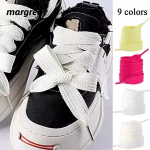 MARGREDY Dây Giày Cực Rộng, 2CM Giày Đế Bằng Dây Giày, Giày Thể Thao Mềm Thời Trang Dây Giày Dây Giày Lớn Phụ Kiện