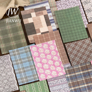 JIANWU Thư Từ Phòng May Series Vintage Kẻ Sọc Phong Cảnh Cắt Kéo Sổ Lưu Niệm Chất Liệu Giấy Rác Tạp Chí Văn Phòng Phẩm