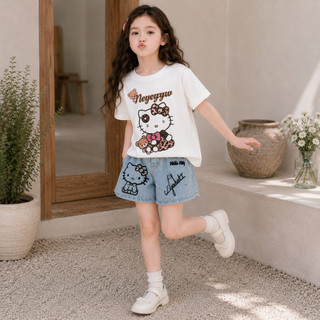 Set Áo Thun In Hình + Chân Váy Denim Bé Gái – Thiết Kế Dễ Thương, Phong Cách Hàn Quốc