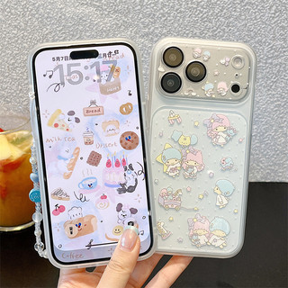 Hoạt Hình Song Tử + Vòng Tay Cho iphone17promax 16promax 15promax 15pro iphone15 14promax Vỏ TPU iphone mới chống bụi
