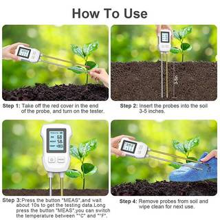 [Ktp] 3 trong 1 kỹ thuật số LCD đất Meter nhiệt độ độ ẩm PH meter với đèn nền nhà máy dụng cụ đo lường cho hoa cây vườn