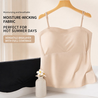 Áo lót Brelira cỡ lớn không đường may, có đệm ngực, áo tank top có đệm mút, áo bra có đệm, áo ống bằng lụa băng thấm hút mồ hôi, dây đeo có thể điều chỉnh, đồ lót nữ.