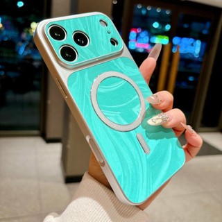 Ốp điện thoại hút từ vòng sóng nước nâng cao phù hợp cho iPhone17 Pro Max 16 15 14 13 Pro Max bảo vệ camera chống sốc chống rơi mặt sau cứng