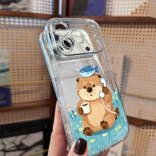 Rái cá đáng yêu đang gọi điện thoại ỐP đIệN ThoạI Cho IPhone 17 15 14 13 12 11 Promax, XR XS MAX 16PRO 16 Plus ốP Silico